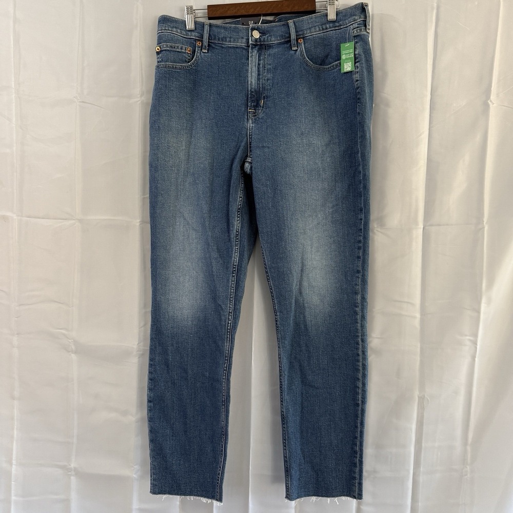 Gap Vintage Slim Fit Mid Rise Jeans Womens Size 33/16T 36x29.5‎ Raw Hem New Tags